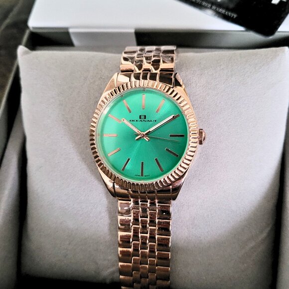 Oceanaut Women's OC7412 Rose Gold Green Dial Dress Watch - Picture 2 of 6